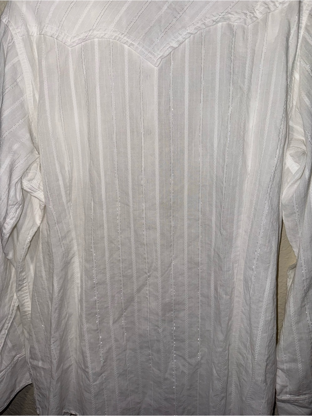 Ariat White Western Snap Shirt Women’s XL Metallic Stripe Top - Picture 11 of 16
